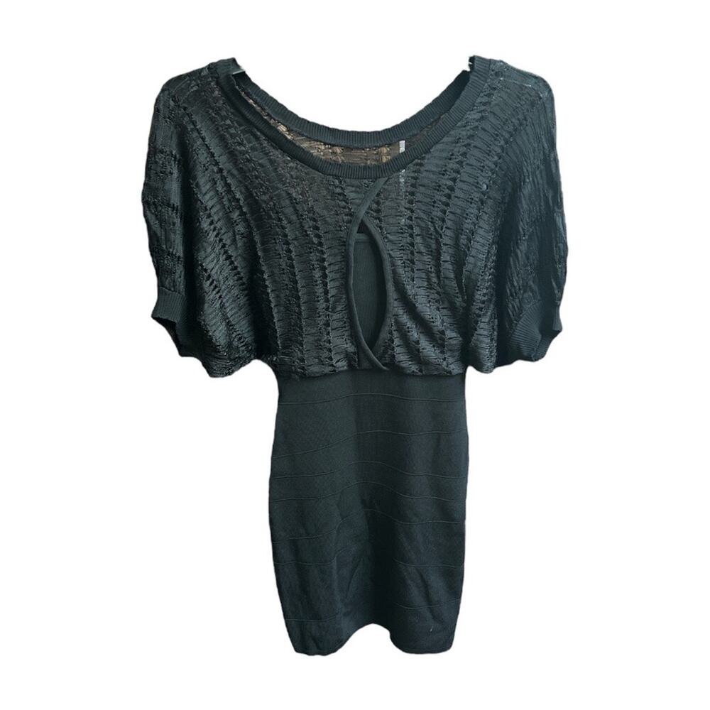 Arden B. Knit Mini Dress with Bodycon Skirt Black Size XSmall - Picture 2 of 7